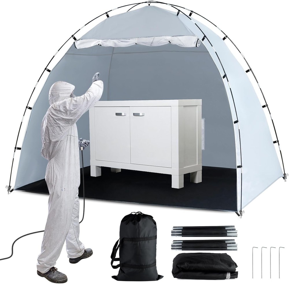 Portable Paint Booth Tent, Siebwin Large 8(L) x6(W) x6(H) ft Medium, Gray