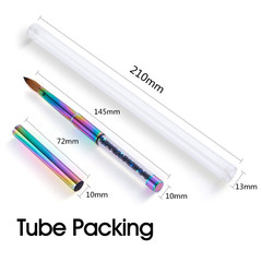 100% Kolinsky Acrylic Nail Brush With Cap Rainbow Crystal Handle 6-14 (CRIMPED)
