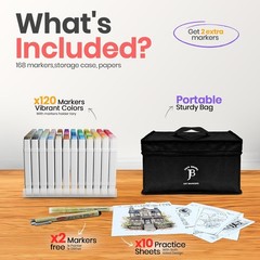 JACK BROWN 120 Colors Alcohol Markers Set with Fine & Chisel Dual Tip – Professi