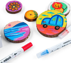 24 Color Bold and Fine Dual-Tip Acrylic Paint Pen Set for Canvas Rock Wood Leath