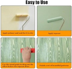 6pcs Wood Grain Tool Set – 7 Inch Rubber Paint Rollers for Realistic Wood