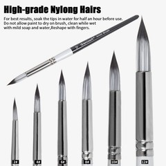 Round Pointed Tip Paint Brushes Set, 6 Pcs Artist Paintbrushes Round, Black