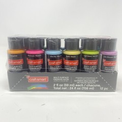 Craftsmart 2 Set Containers Multi Surface Premium Satin Acrylic Paint – 24 Total