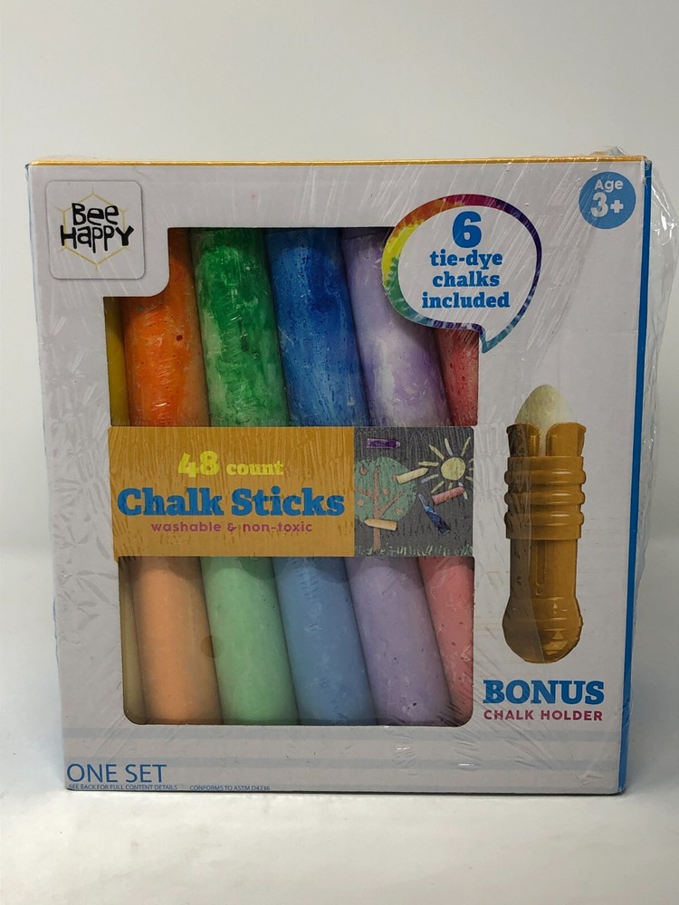 48 Count CHALK STICKS w Bonus Holder by Bee Happy SEALED