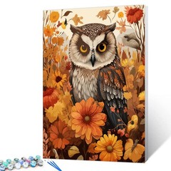 Owl Paint by Number for Adults Beginner,Autumn Forest Painting Kits Canvas Fall