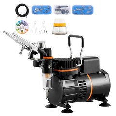 SucceBuy Airbrush Kit Dual Fan Air Compressor Professional Airbrushing System