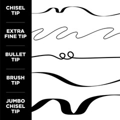 Tulip Fabric Markers 5Pc Variety Black Permanent Fine Jumbo Chisel Extra fine