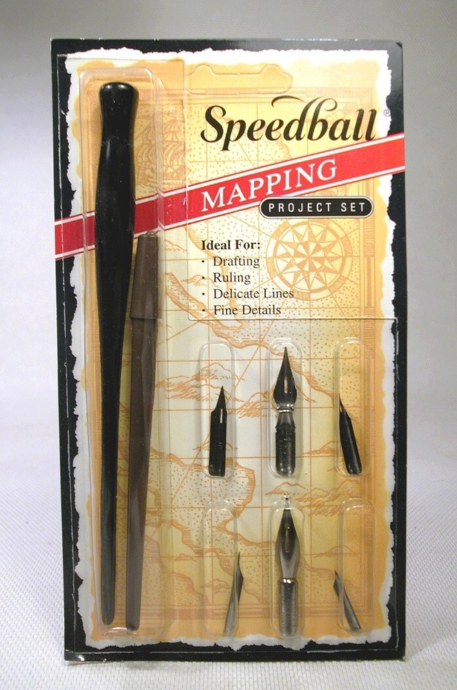 SPEEDBALL MAPPING PROJECT SET..8 Pc. DIP PEN NIBS..USA MADE..NEW OLD STOCK