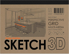 Sketch 3D Perspective Grid Paper Pad. Multi-Media Paper Pad for Pencil, Ink, Mar