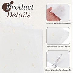 10Pcs A4 Mulberry Paper Sheets for Calligraphy, Yellow Flowers 8.3″ x 11.7″