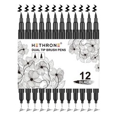 Hethrone Black Markers for Drawing – Brush Pens with Felt Tips for Artists –