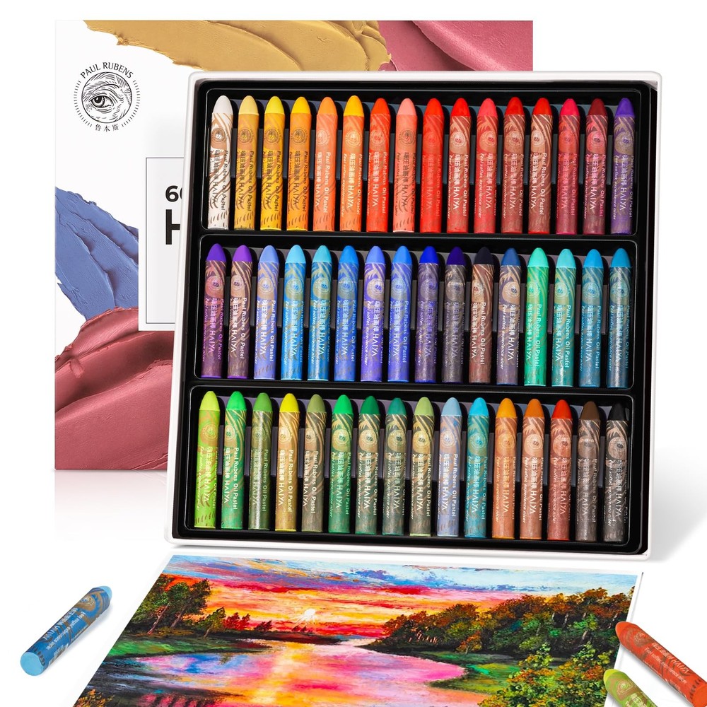 Oil Pastel, 48 Vibrant Colors Soft Oil Pastel Set, Creamy texture Easy to Blend