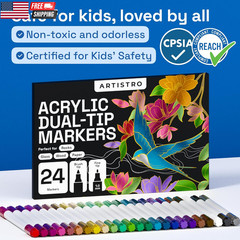 120 Acrylic Paint Markers – Paint Pens for Drawing, Brush + Fine Tips – for Fabr