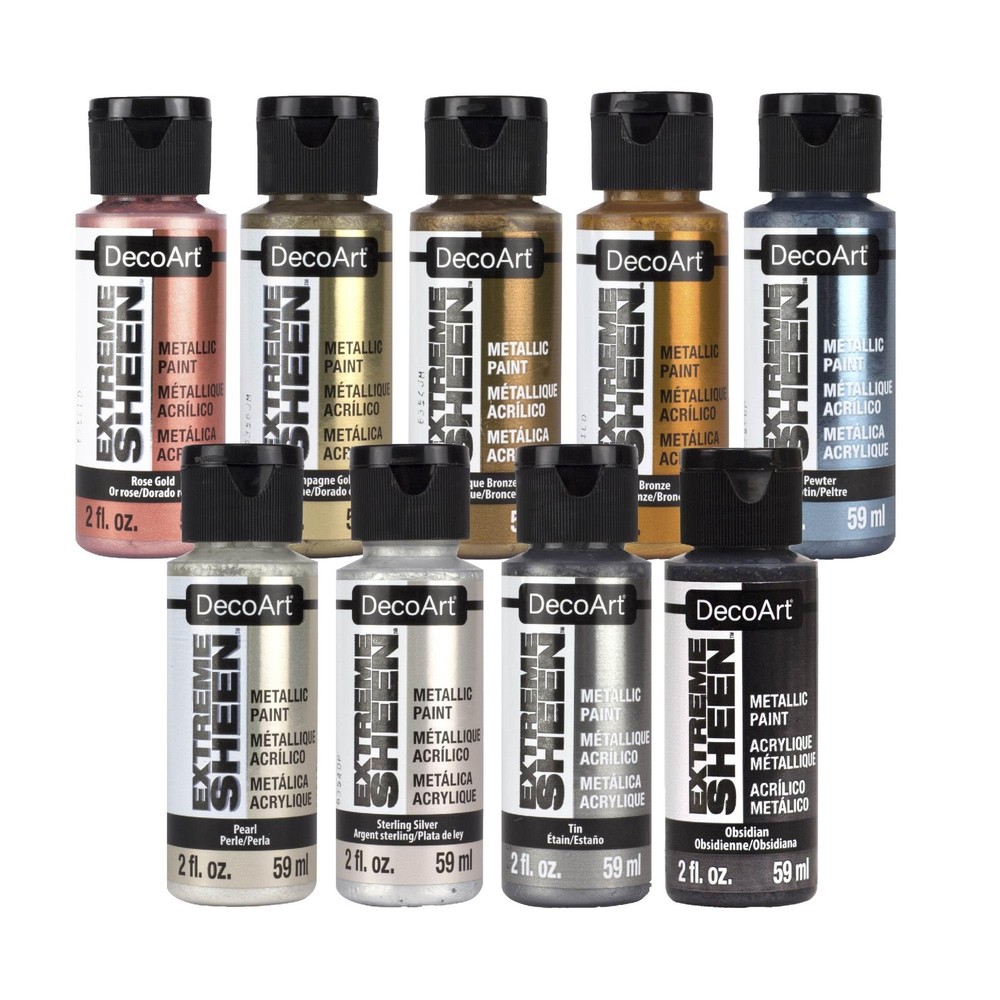 Americana Acrylics Paint Extreme Sheen Metallic Paint Set of 9 Metallic Color…