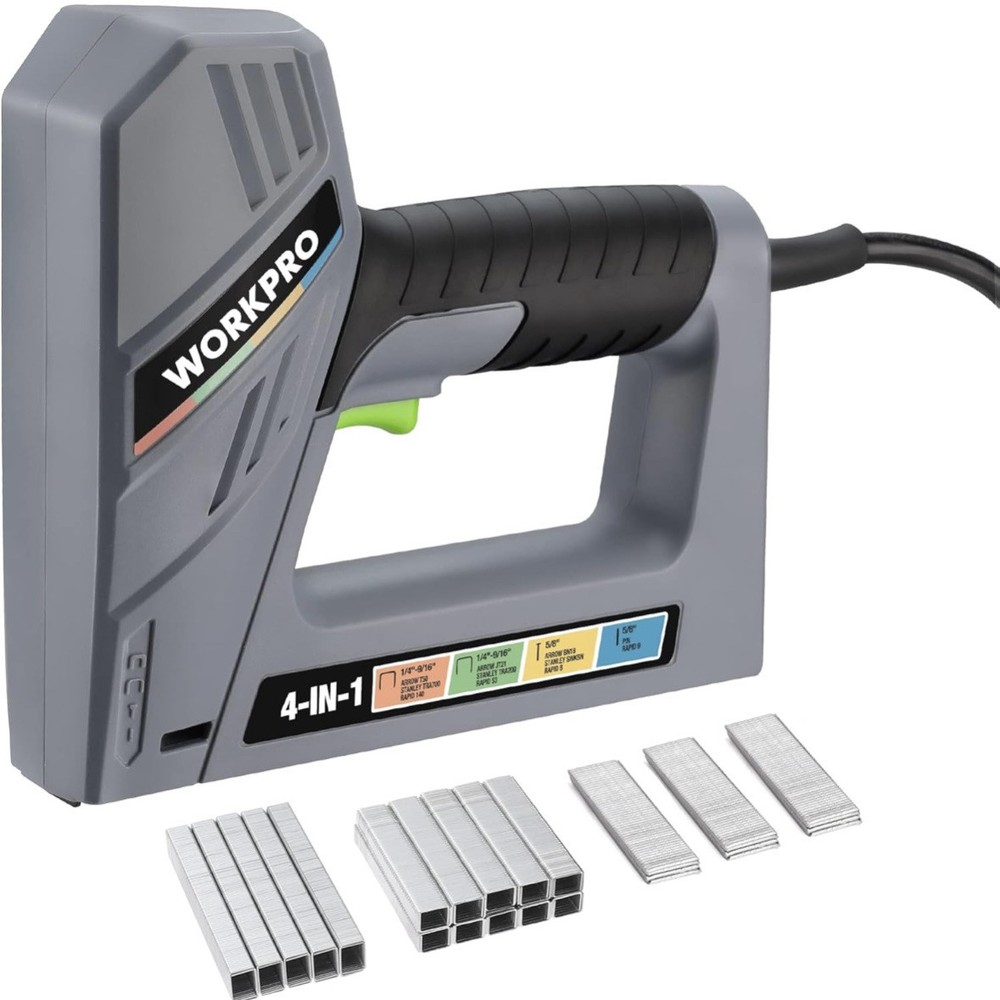 WORKPRO Electric Corded 4 in 1 Nail Gun Stapler w/3000PCS Staples and Nails NEW
