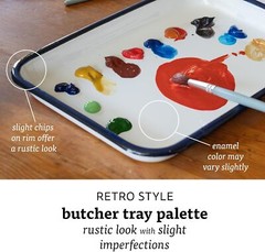 Retro White Metal Art Tray 7 X 10.5 Durable Palette For Artists And Supplies