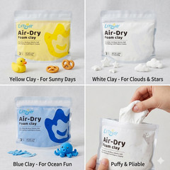 Air-Dry Foam Clay, Choose Your Color 3.5oz 100g Pack, Soft Stretchy Lightweight