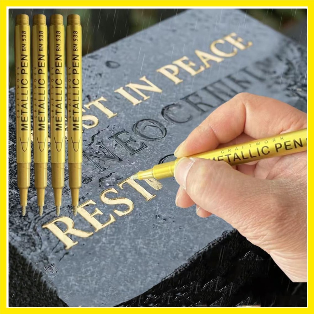 4Pcs Tombstone Marker Pens, Weatherproof Quick-Dry Oil-Based Fine Tip for Res…