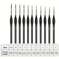 11Pcs Fine Detail Paint Brush Set Miniature Model Art Brush Micro Tip Warhammer