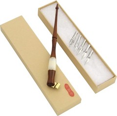 Yoption Wood Calligraphy Oblique Dip Pen 6 Piece Set, Pen+5pcs Nibs