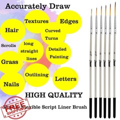 Sdanart Script Liner Paintbrush 6pc Fine Tip