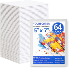 Canvas Boards for Painting 64 Pack Bulk, 5X7 Inch Small Painting Canvases, Mini