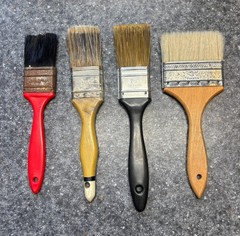Assorted Paint Brushes, Pallet Knives and 16″x 12″ Pallet; No Paints