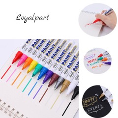 Reusable Empty Paint Markers 12 Colors Oil-based Art Pens for Rubber Cloth Glass