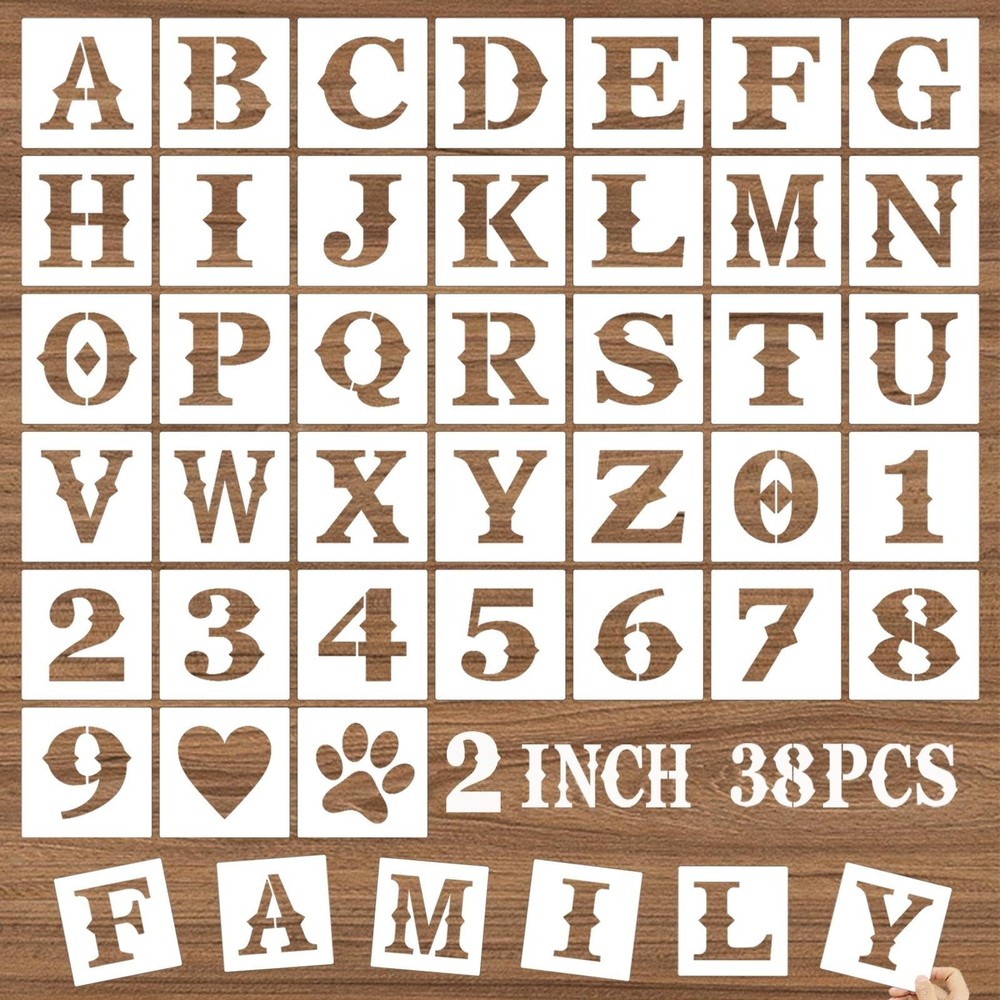 2 Inch Letter Stencils and Numbers, 38 Pcs Alphabet Craft Stencils, Reusable …