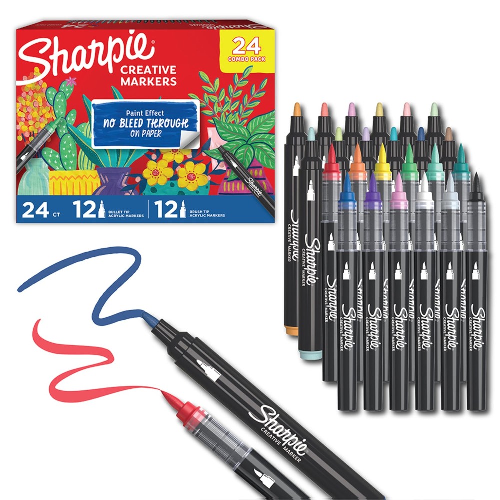 Creative Markers, Combo Pack, Water-Based Acrylic, Bullet & Brush Tips, Assor…