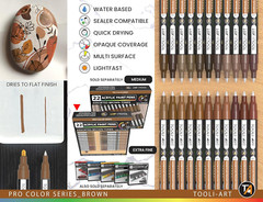 Acrylic Paint Pens 22 Brown Tones Assorted Pro Color Series Markers Set 0.7mm Ex