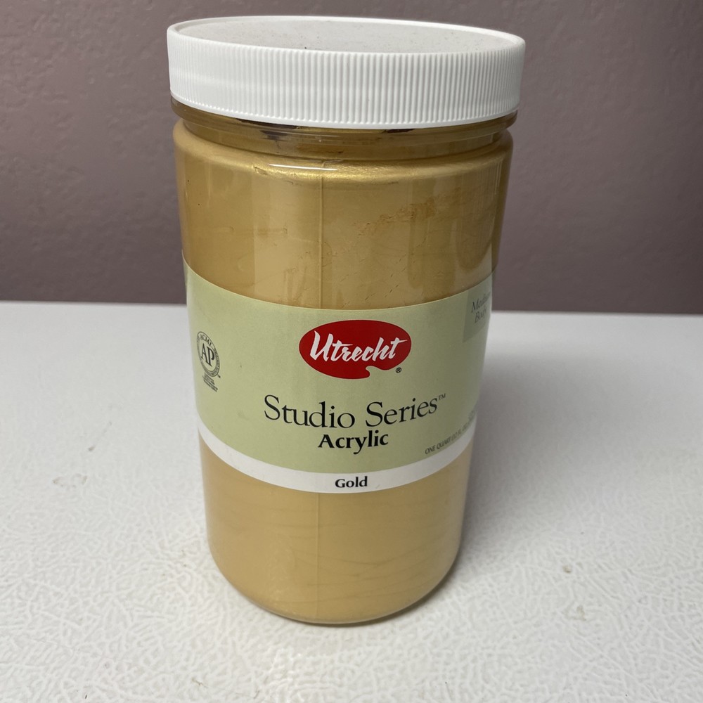 Utrecht Studio Series Gold Acrylic Paint Medium Body 1 Quart 32 Fl Oz USED