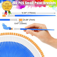 100Pcs Small Paint Brushes Bulk, Flat Top Acrylic Classroom Brush for Kids Mini