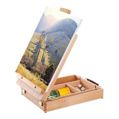 Wood Tabletop Easel Storage Box Beechwood Portable Sketchbox for Painting Adj…
