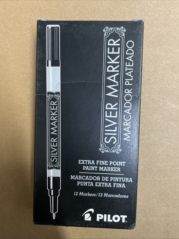 41821 Pilot Metallic Paint Marker, Extra Fine Needle Tip, Silver Ink, Pack of 12