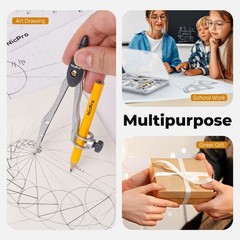 Nicpro 22 PCS Compass Geometry Tools with Case, Drafting Grey