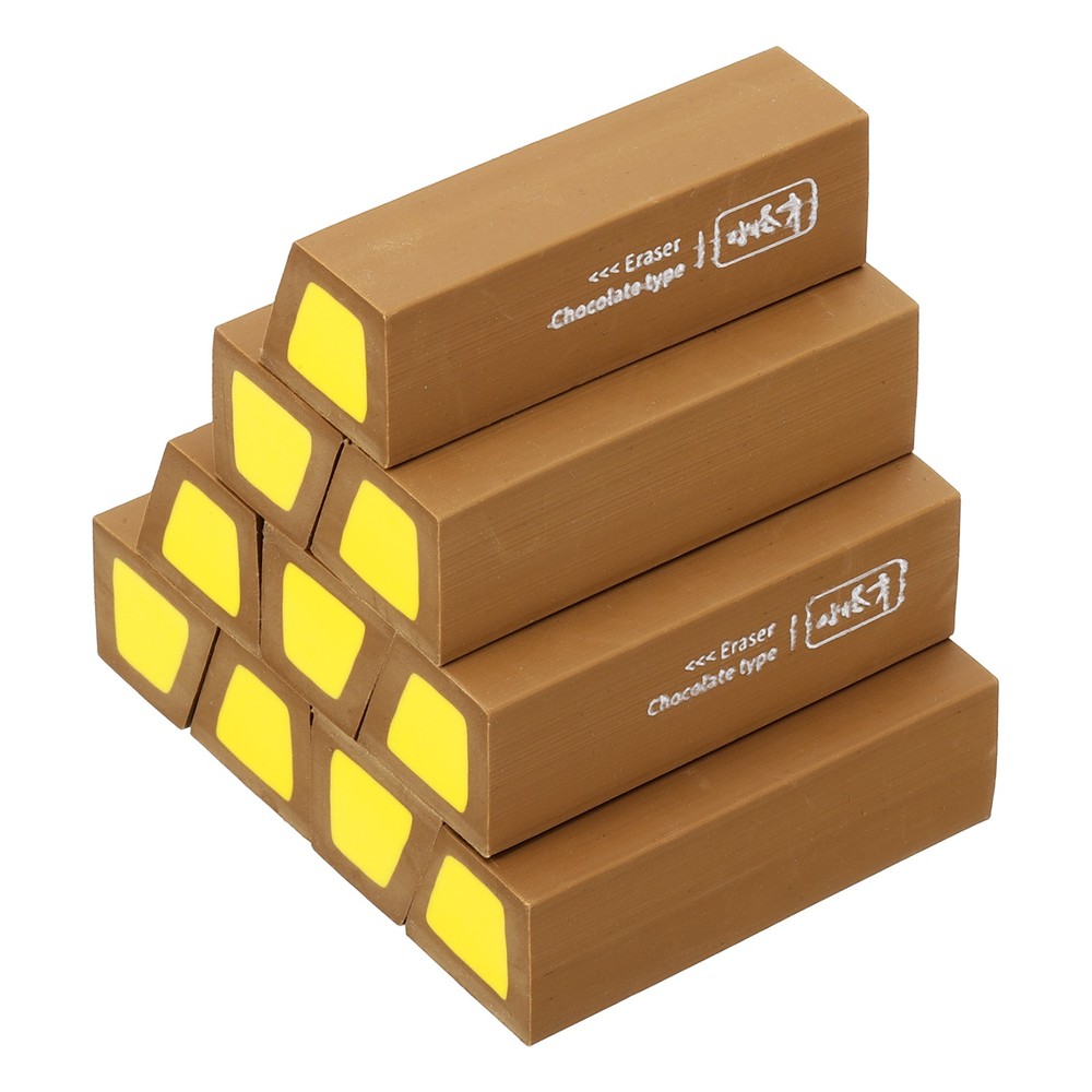 Pencil Erasers Rubber, 10 Pcs Art Eraser Scented, Dark Brown/Yellow