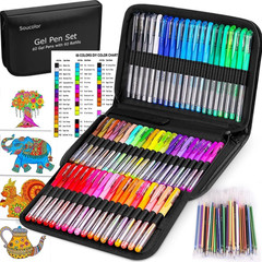 Plumas Gel Adulto 120 Pack 60 Colores 60 Recargas Estuche Arte Dibujo Journal