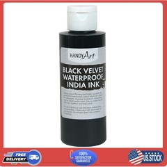 Handy Art Black Velvet Waterproof India Ink 4 oz Bottle