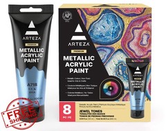 ARTEZA Metallic Acrylic Paint Jewel Tones 8x120ml
