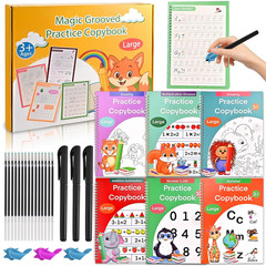 Cuaderno practica caligrafia ninos 3 anos reutilizable letras numeros matematica