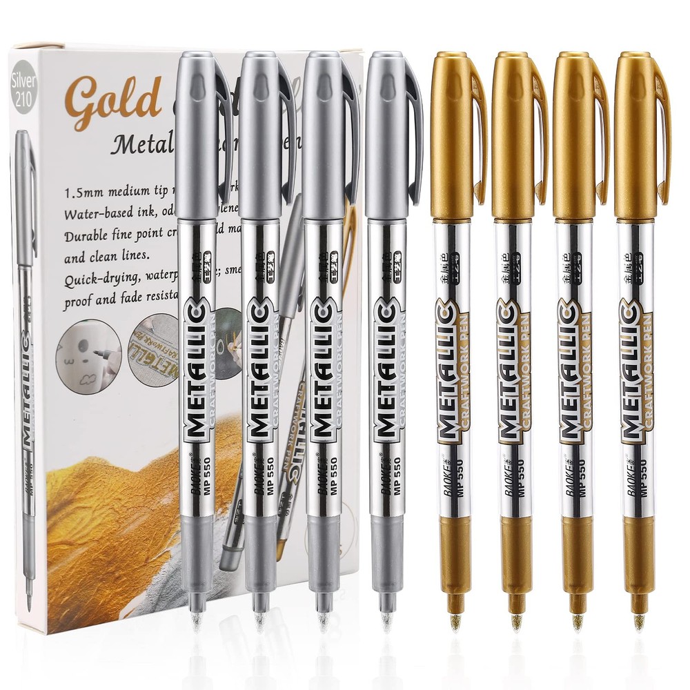 Gold and Silver Marker Metallic, Fine Point Gold and Silver Markers Permanent…