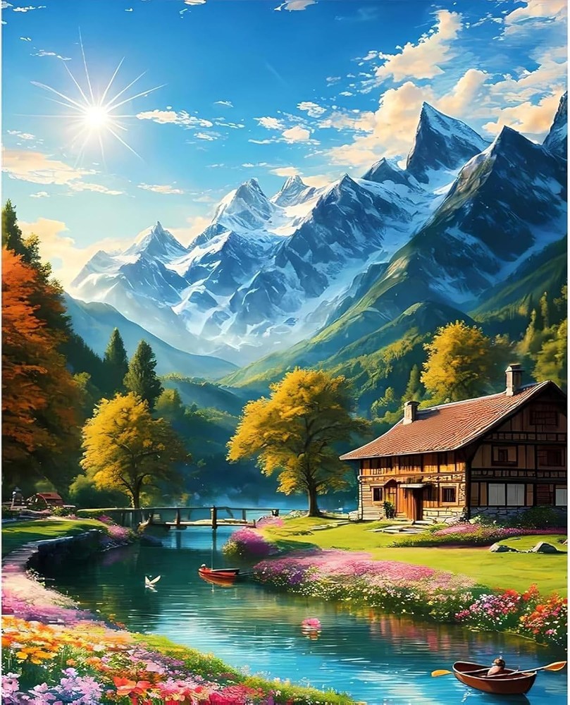 Ausanrl Paint by Numbers Adult-Landscape Number 16x20inch, Mountain
