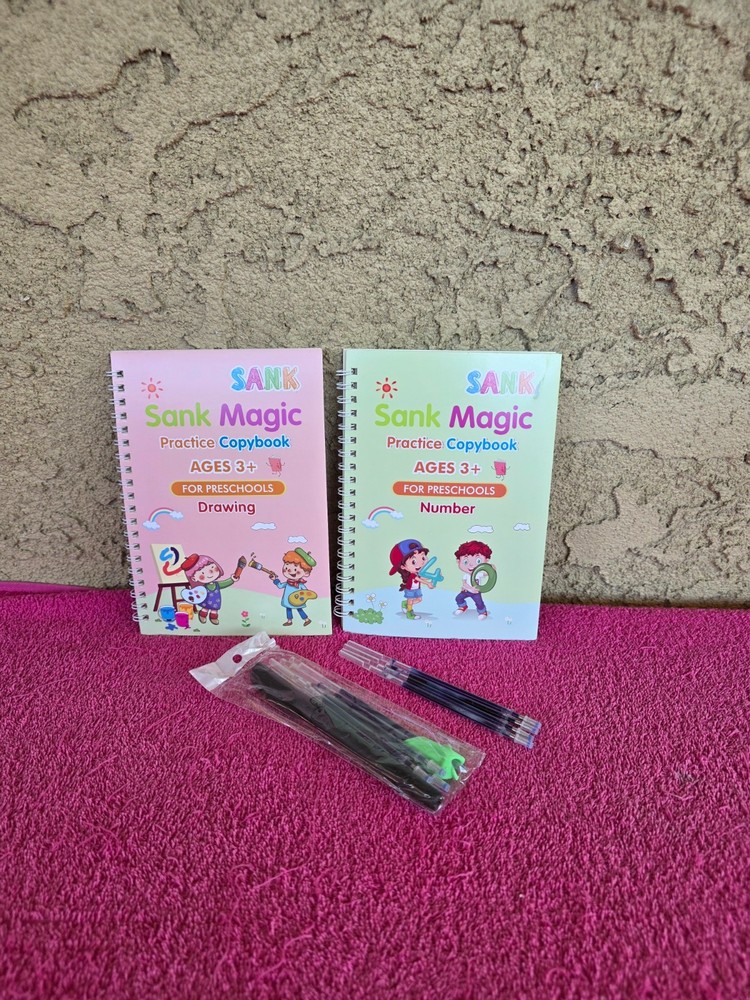 Sank Magic Practice Copybook For Preschool 2 Books, 10 Refills, 1 Pen & 1 Grip