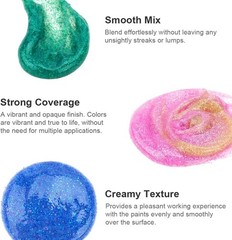 Galaxy Glitter Acrylic Paint Set – 8 Twinkle Iridescent Colors 0.71 Fl Oz / 2…