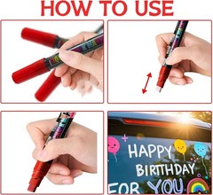 Window Chalk Markers for Cars Glass Washable, 8 Colors Liquid Chalk Marker Pens