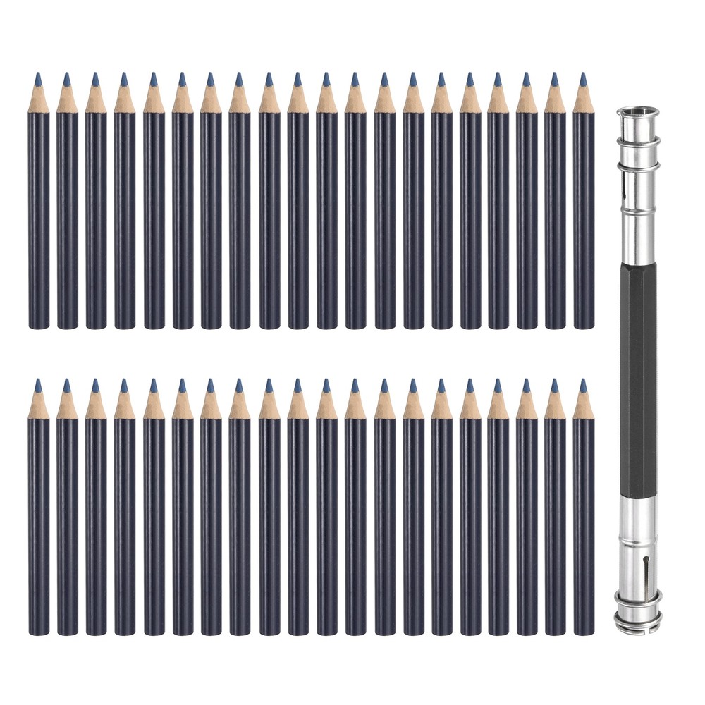 50Pcs Mini Colored Pencils 3.5 Inch Coloring Pencils with Extender, Dark Blue