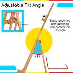 Adjustable Wooden Easel Stand for Painting, Solid Beech, Holds 43″ Canvas