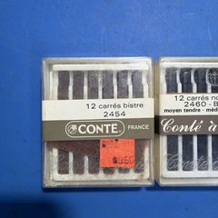 2 New Conte à Paris Carrés Drawing Pastel Sets Noirs & Bistre France