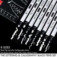 Calligraphy Pens, 8 Size Dual Tip White Acrylic Calligraphy pen for Writing, …